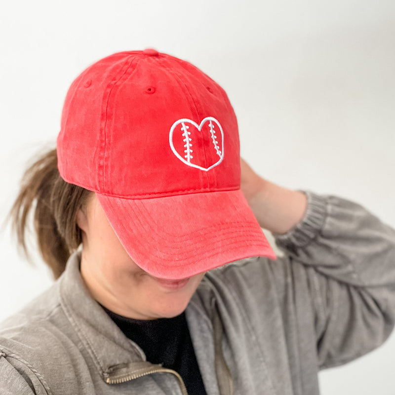 Outline Heart Baseball - Adult Baseball Cap
