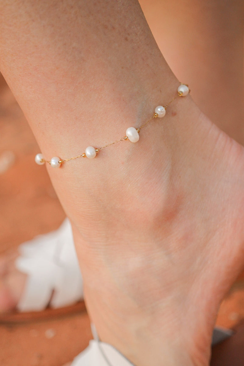 Aphrodite Anklet in Freshwater Pearl