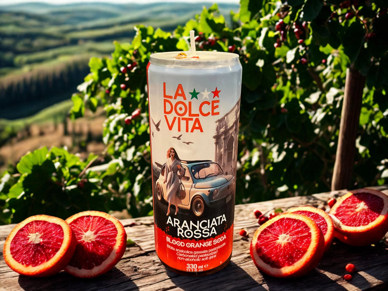 Bring a touch of Italian charm to your home with unique, hand-poured soy candles with light citrus scent crafted in repurposed Italian cans