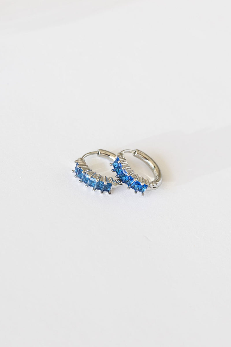 Diamond Hoop in Blue