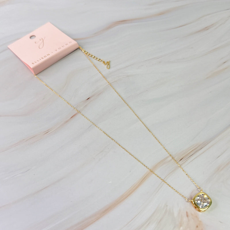 Cushion Cut Bezel Diamond Necklace