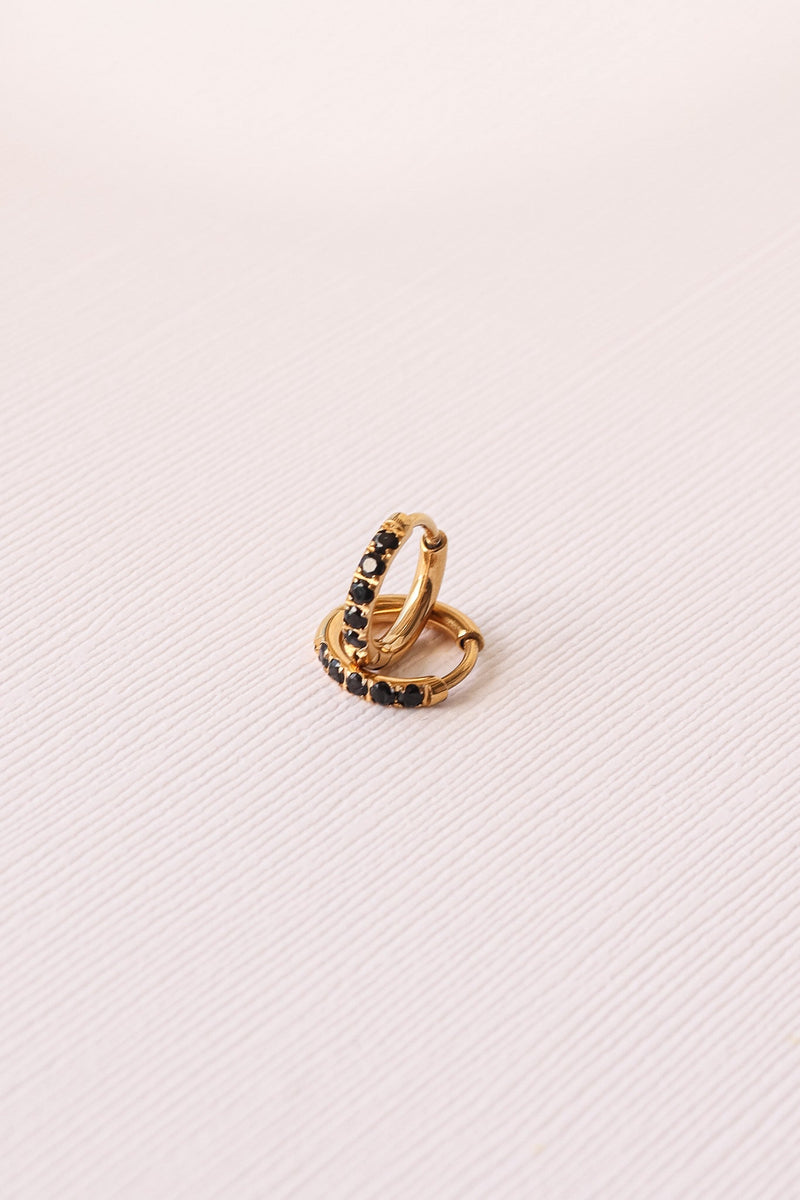 Micro Crystal Hoop in Black