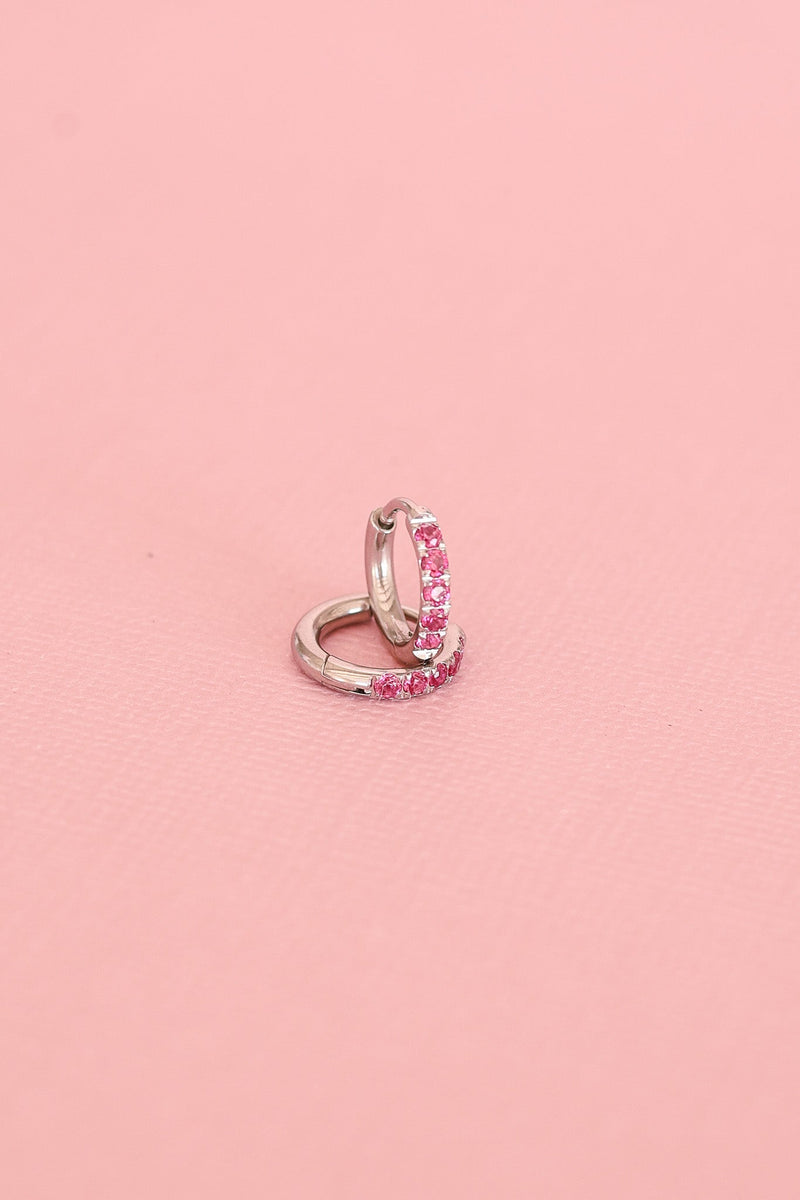 Micro Crystal Hoop in Pink