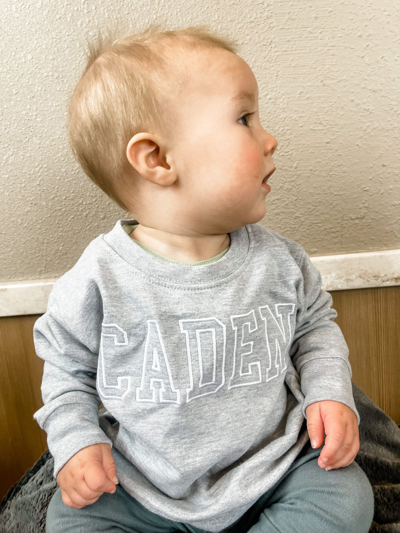 CUSTOM EMBROIDERED OUTLINE NAME - CHILD SWEATER