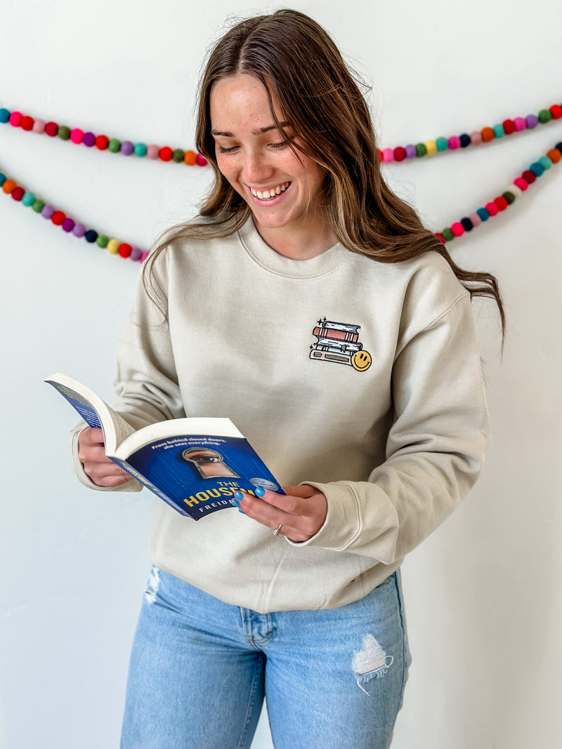 Embroidered Basic Fleece - TBR Pile of Books