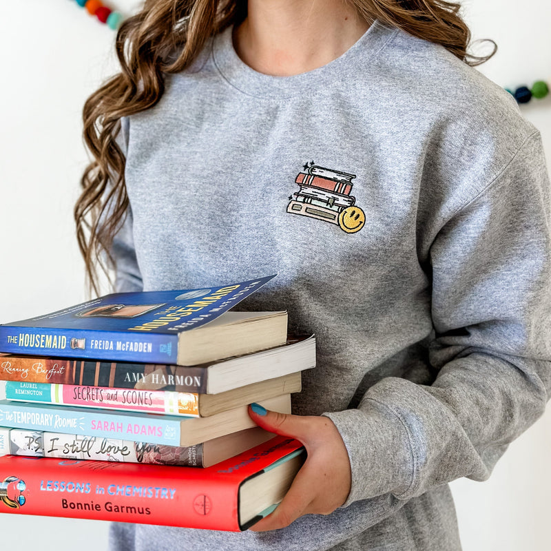 Embroidered Basic Fleece - TBR Pile of Books