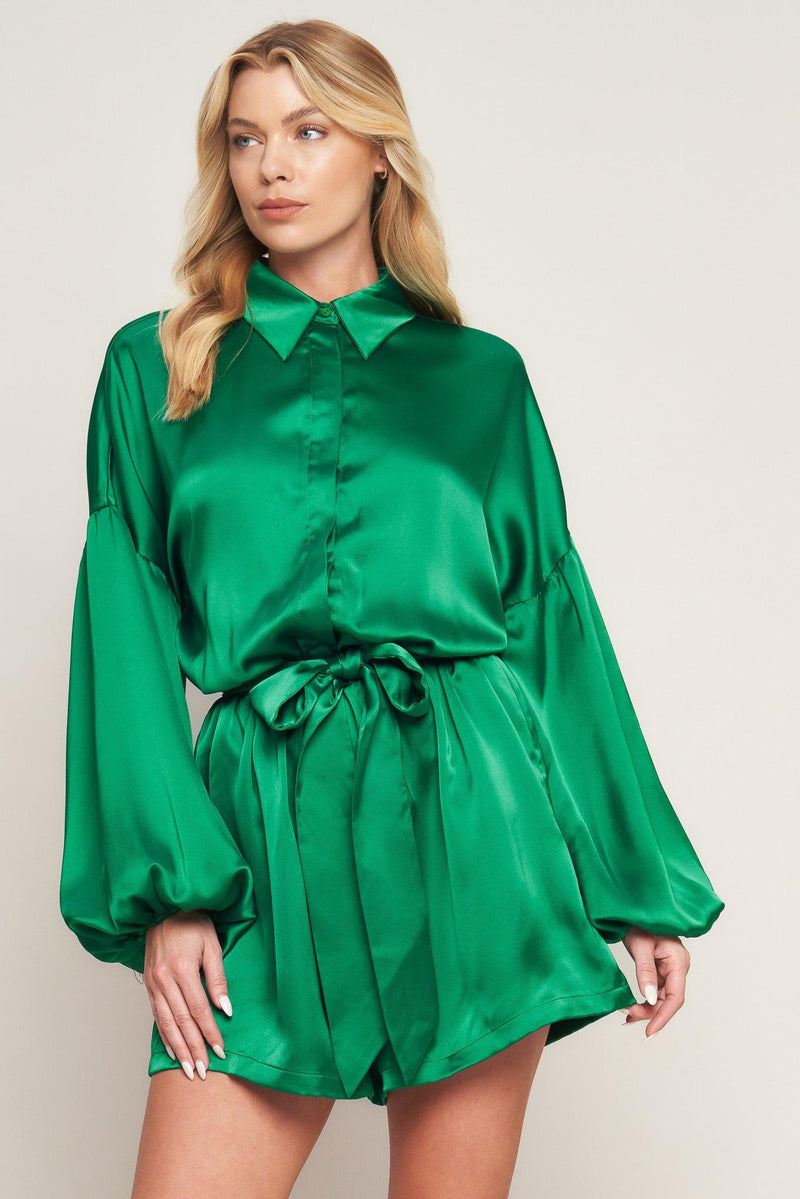 CELEBRATION TIME WOVEN SATIN ROMPER