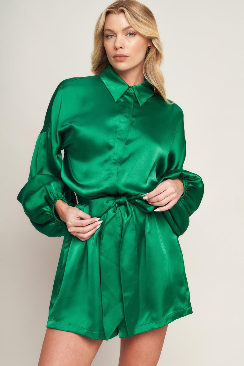CELEBRATION TIME WOVEN SATIN ROMPER