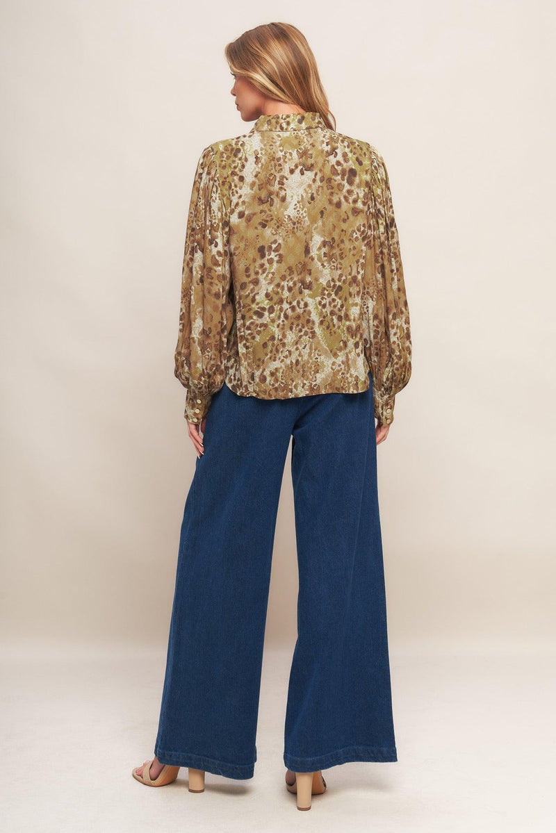 WILD LUXE TAUPE WOVEN TOP