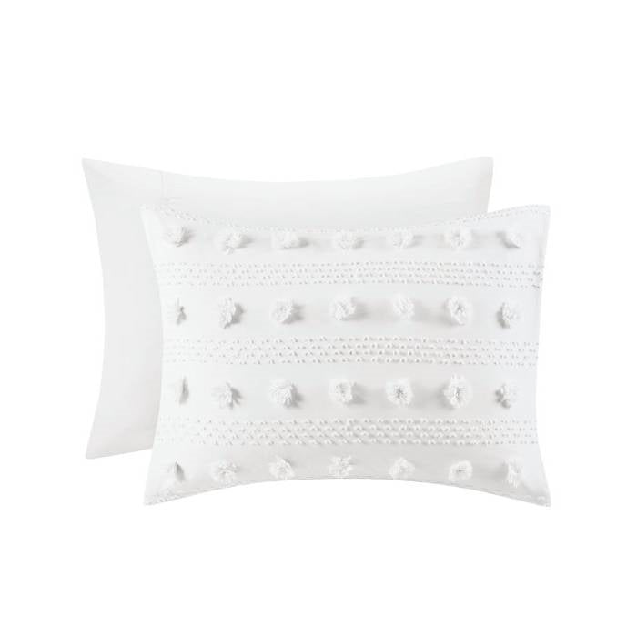 King/Cal King 3-Piece Ivory Pompom Microfiber Comforter Set
