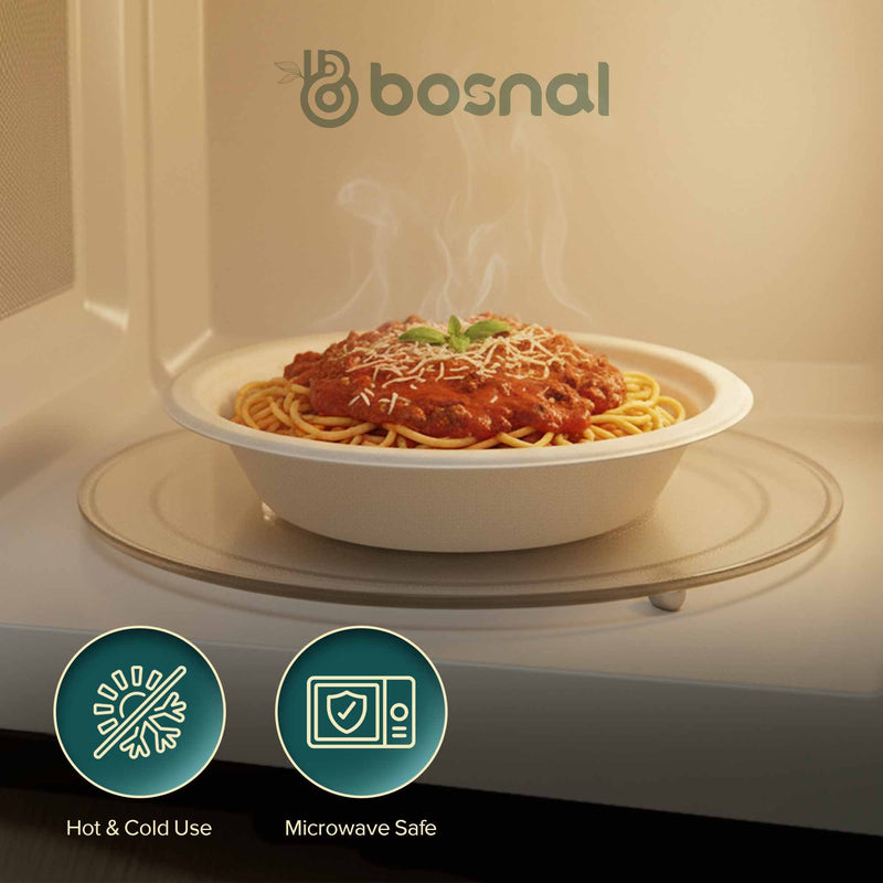 Bosnal - Sugarcane Bagasse Compostable 16 Oz Round Bowls - Case of 20 (500 Pcs)