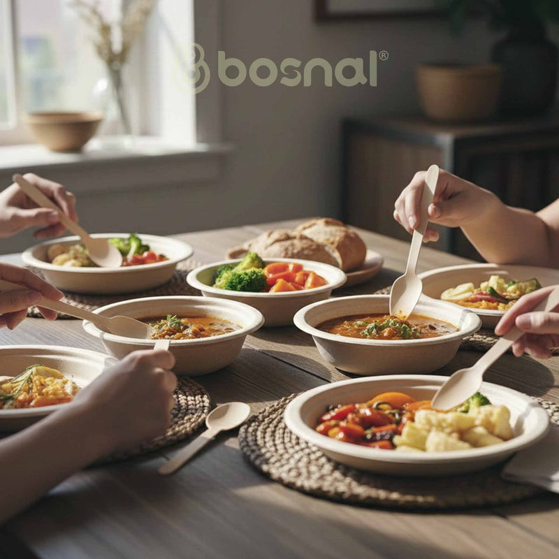 Bosnal – Wooden Disposable Cutlery Set, 6.5 inch, 100 Pcs, Birch Wood Spoons, Forks & Knives