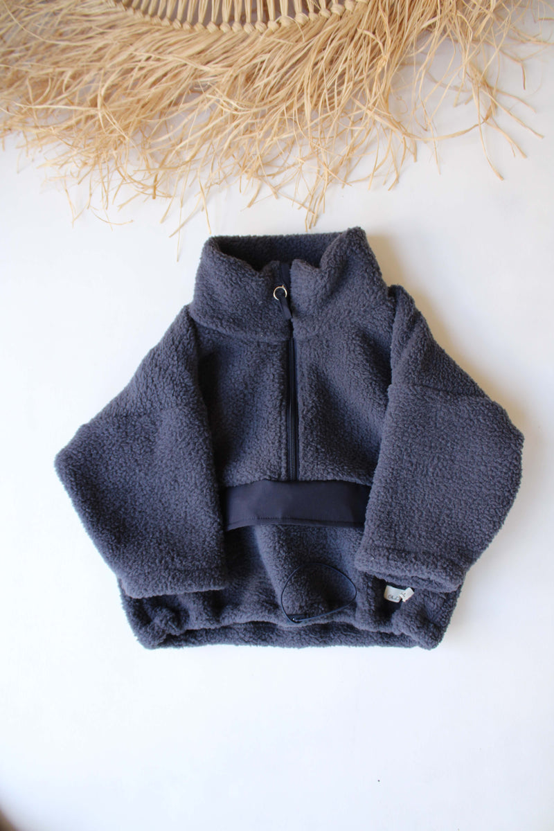 Oversize Fleece Blue Jacket