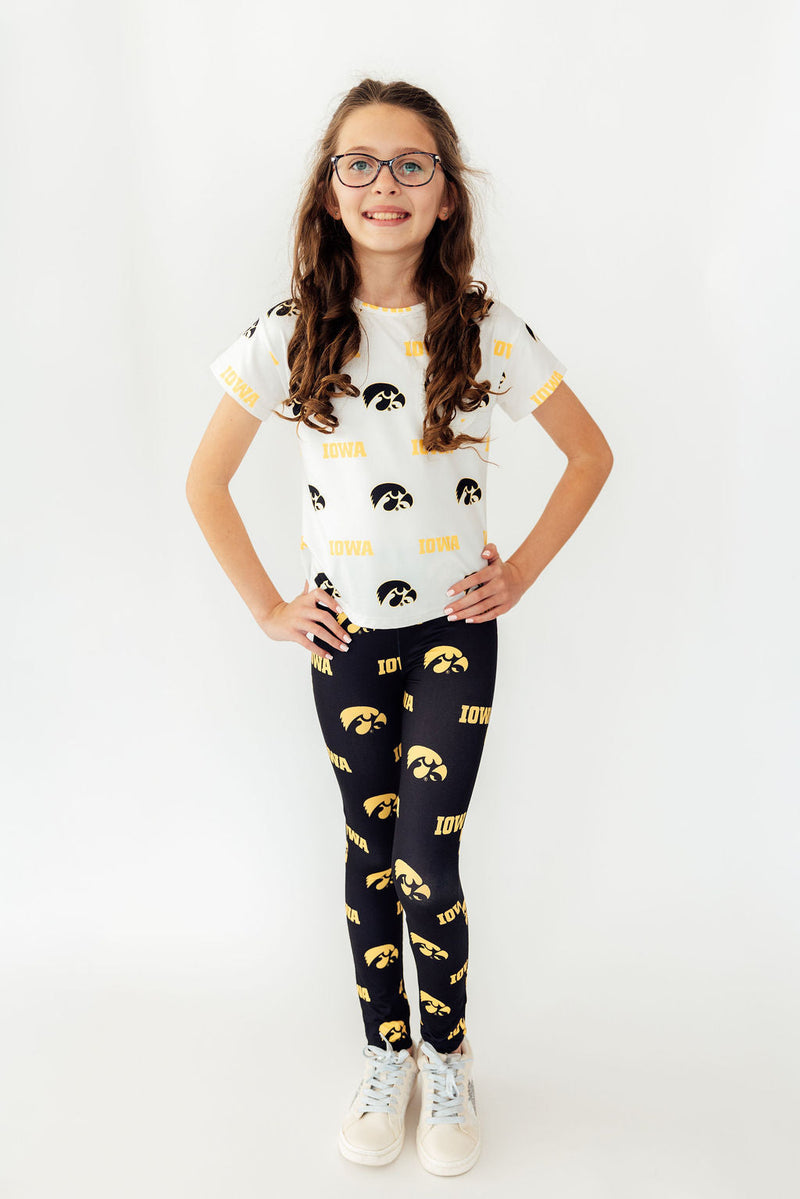 Iowa White Tigerhawk Ruffle Pocket Tee