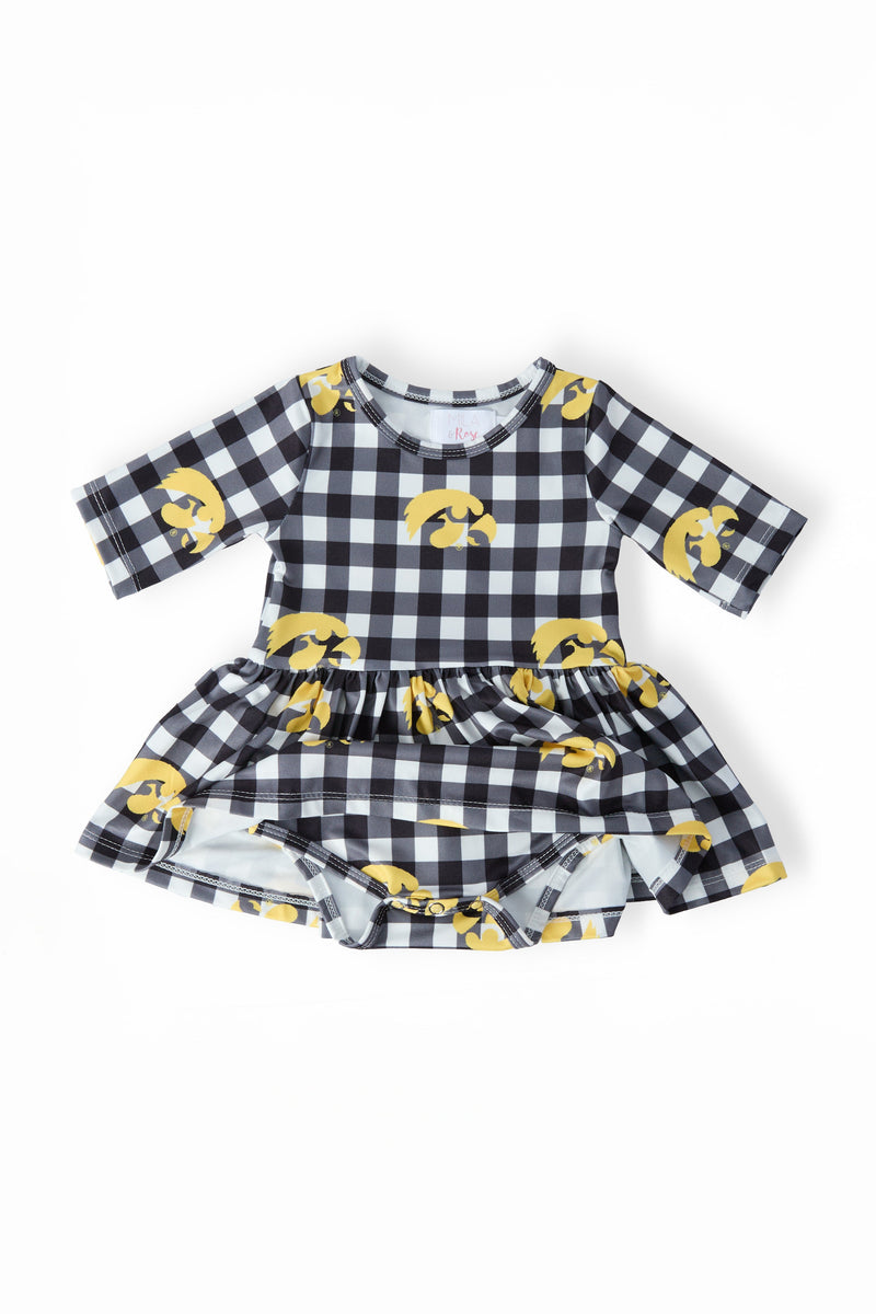 Iowa Plaid Tigerhawk 3/4 Sleeve Twirl Bodysuit