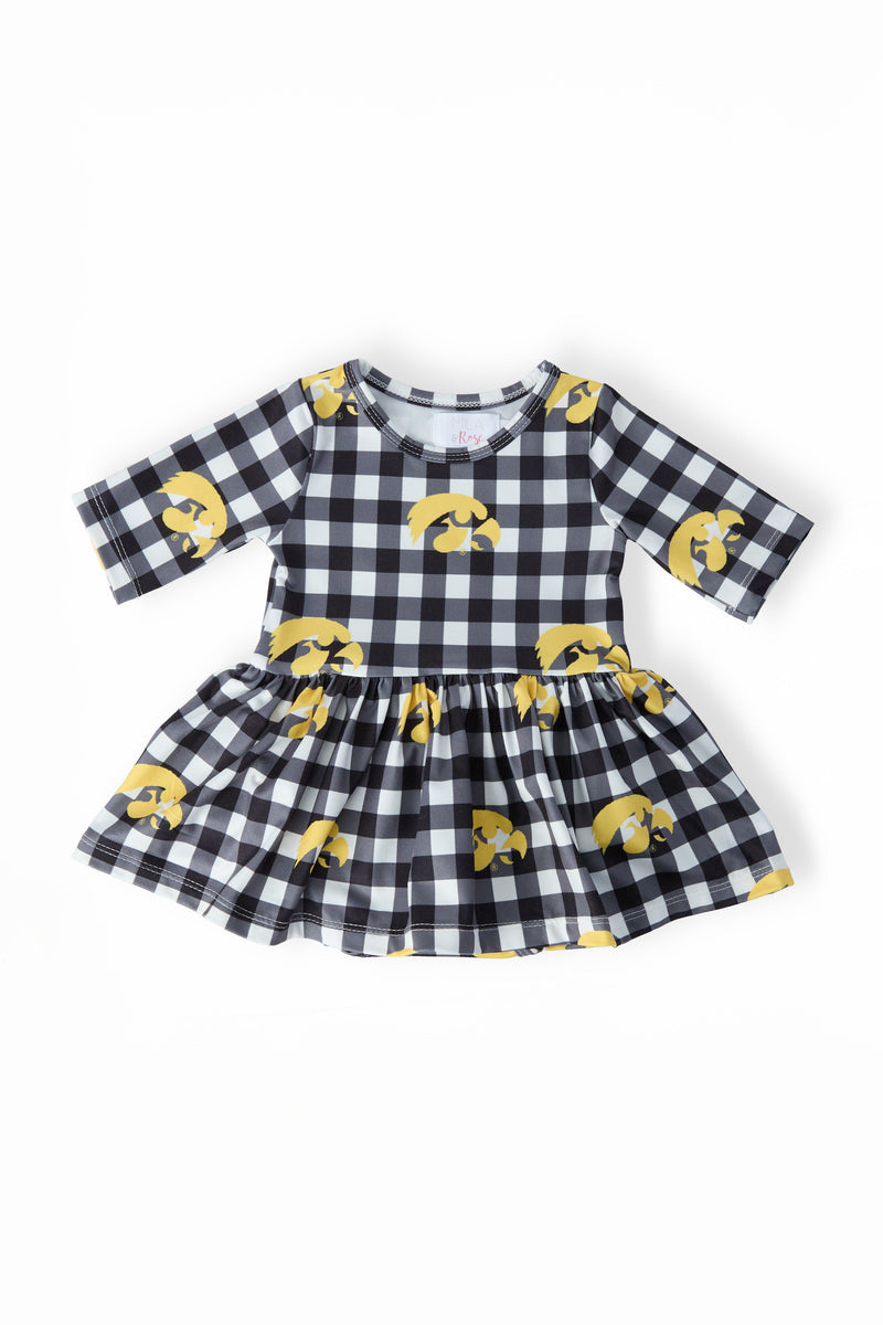 Iowa Plaid Tigerhawk 3/4 Sleeve Twirl Bodysuit