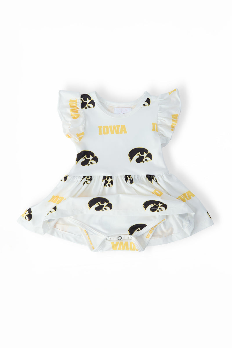 Iowa White Tigerhawk S/S Flutter Twirl Bodysuit