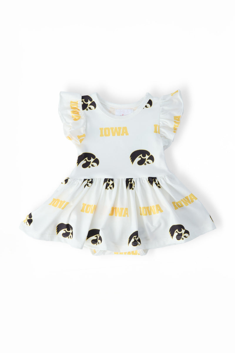 Iowa White Tigerhawk S/S Flutter Twirl Bodysuit