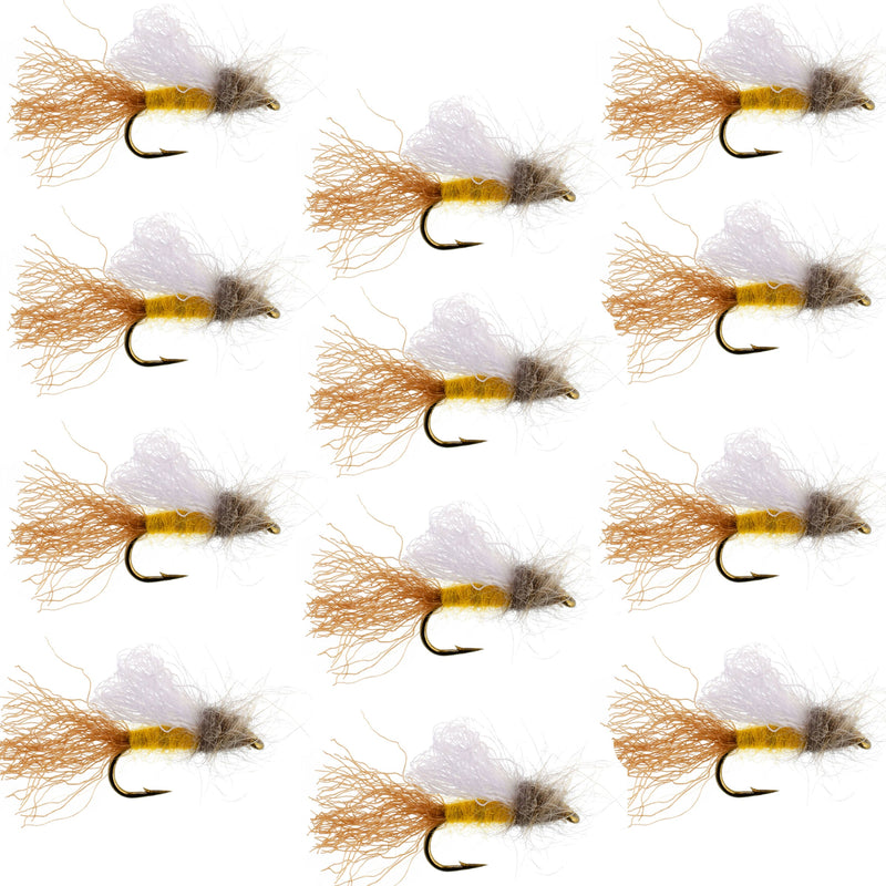 Amber Iris Caddis Emerger Caddis  Trout Dry Fly - 12 Flies Hook Size 16