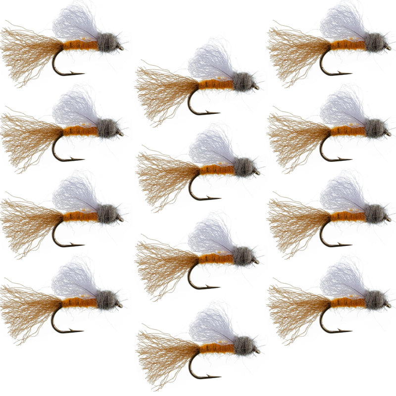 Orange Iris October Caddis Emerger Caddis  Trout Dry Fly - 12 Flies Hook Size 8