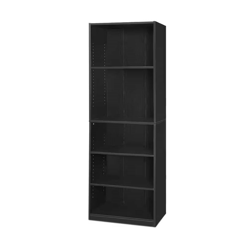 71-inch Tall 5-Shelf Bookcase in Black Wood Finish