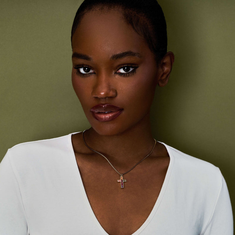 Fine Rainbow Cross Pendant