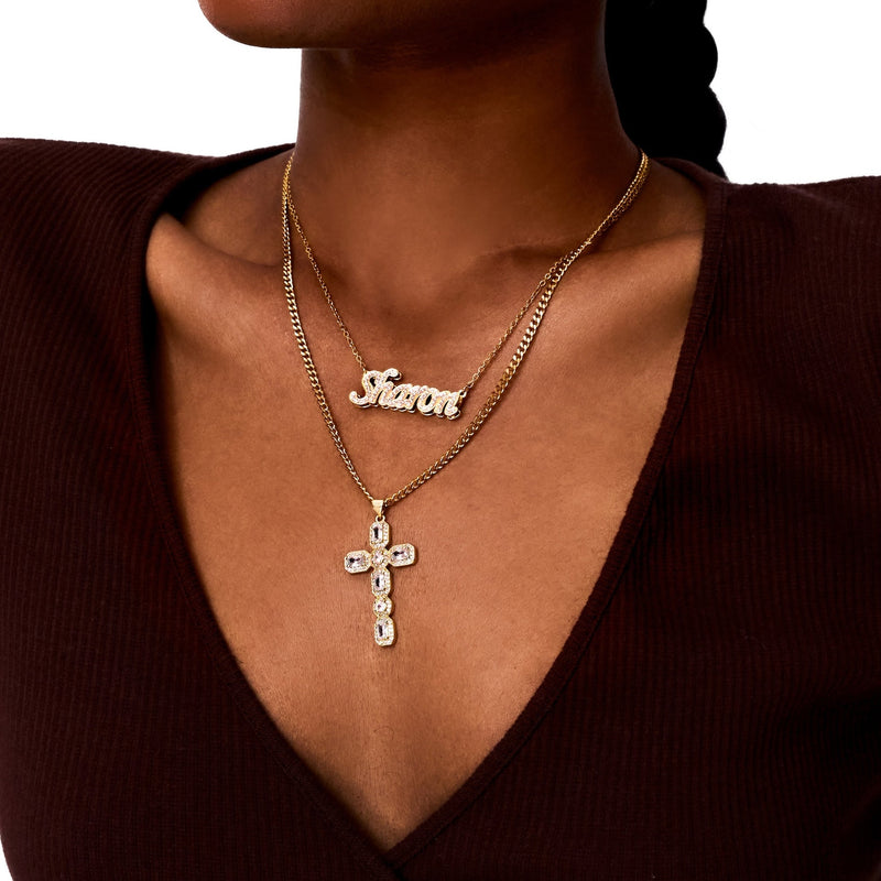 Halo CZ Cross Pendant