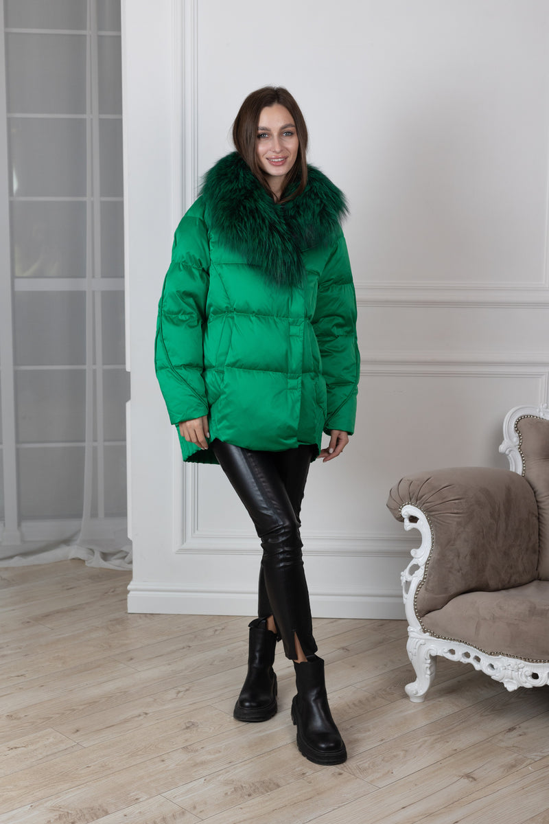 Genuine Silver Fox Premium Down Fill Coat