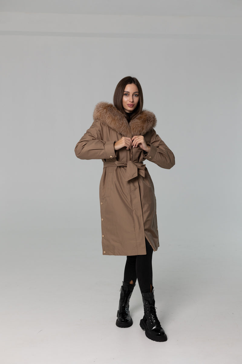 Genuine Fox Fur Trim Rabbit Fur Insulated Parka