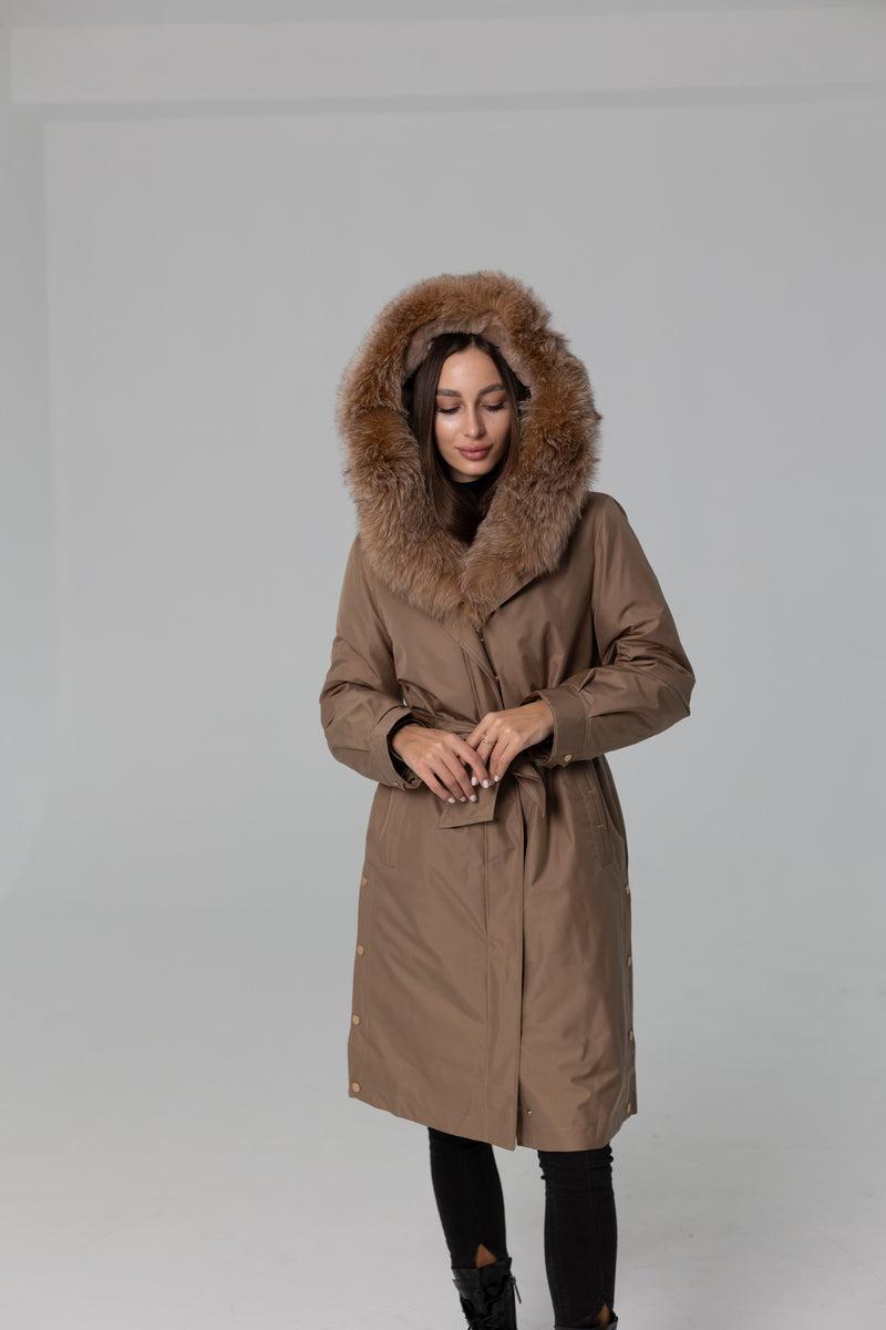 Genuine Fox Fur Trim Rabbit Fur Insulated Parka
