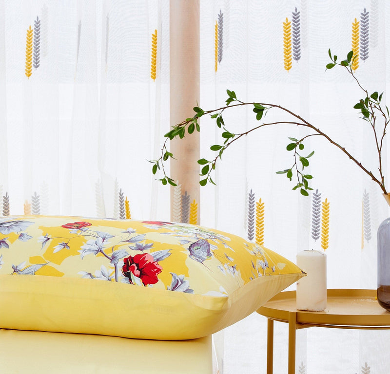 DaDa Bedding Yellow Hummingbird Duvet Cover, Sheets & Valance Set