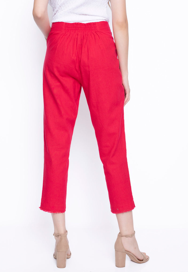 Eyelet Pull-On Straight Leg Pants