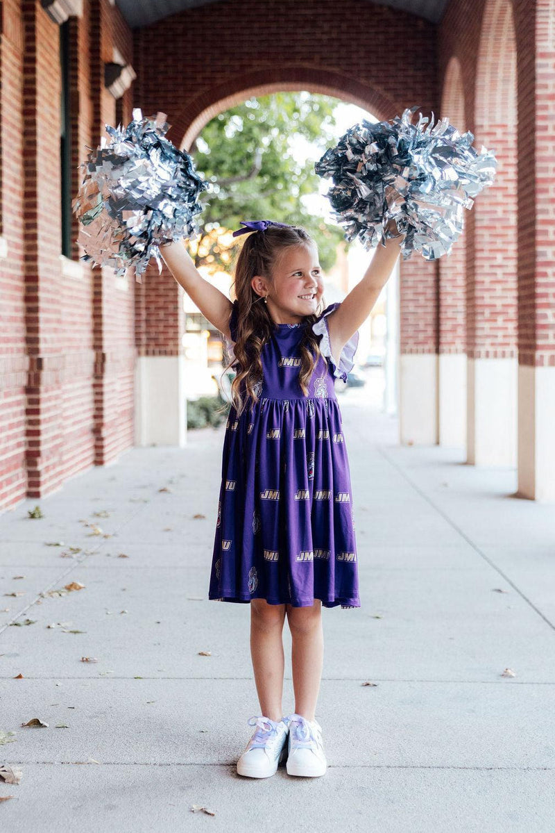JMU Purple Duke Dog Flutter Twirl  Dress