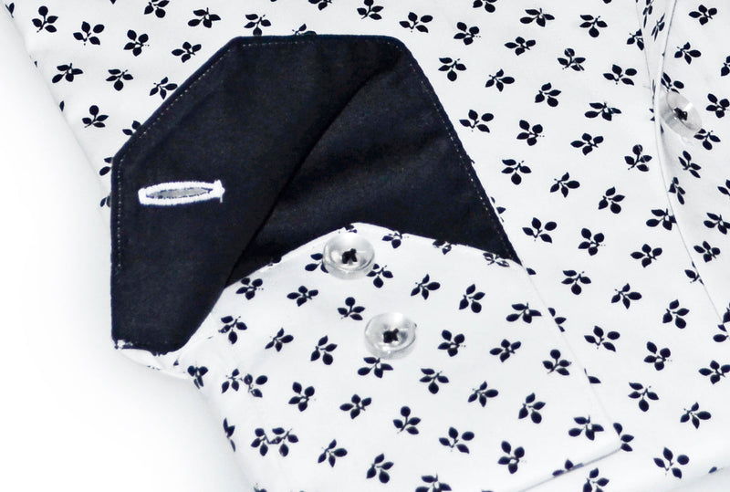 Jerry S  Button-Up Shirt With Contrast Details // White+Black // Contemporary Fit (Regular)- final sale