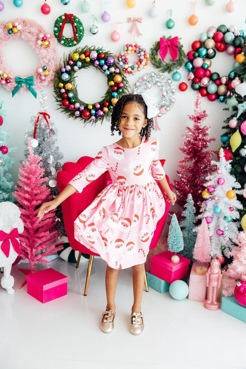 Jingle Bells 3/4 Sleeve Pocket Twirl Dress