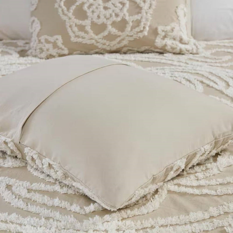 King 100-Percent Cotton Chenille Bedspread with Fringe Hem in Khaki Taupe Beige