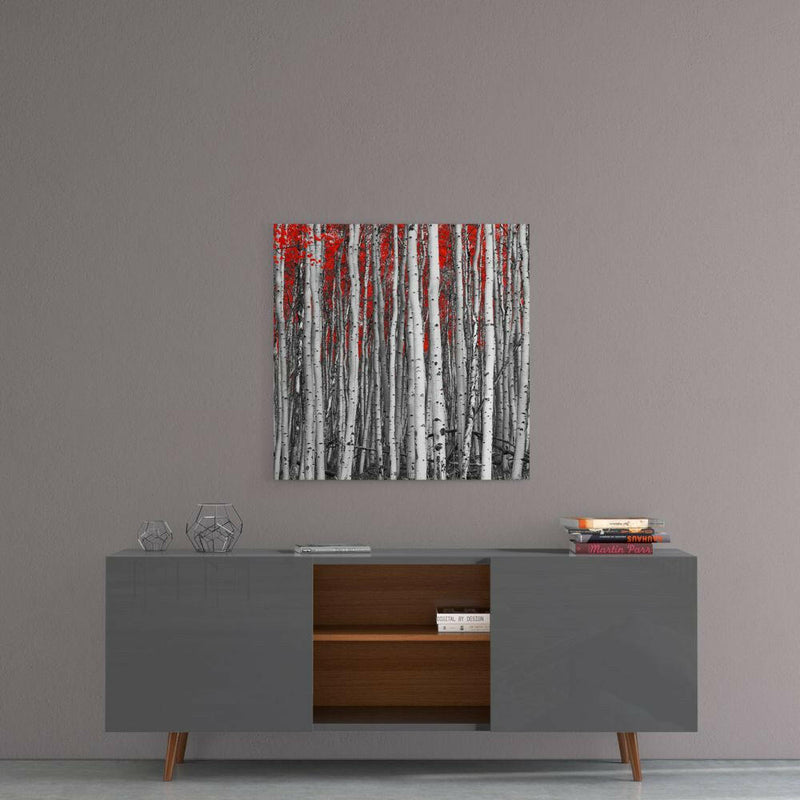 Red Forest Glass Wall Art