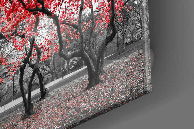 Red Tree Glass Wall Art
