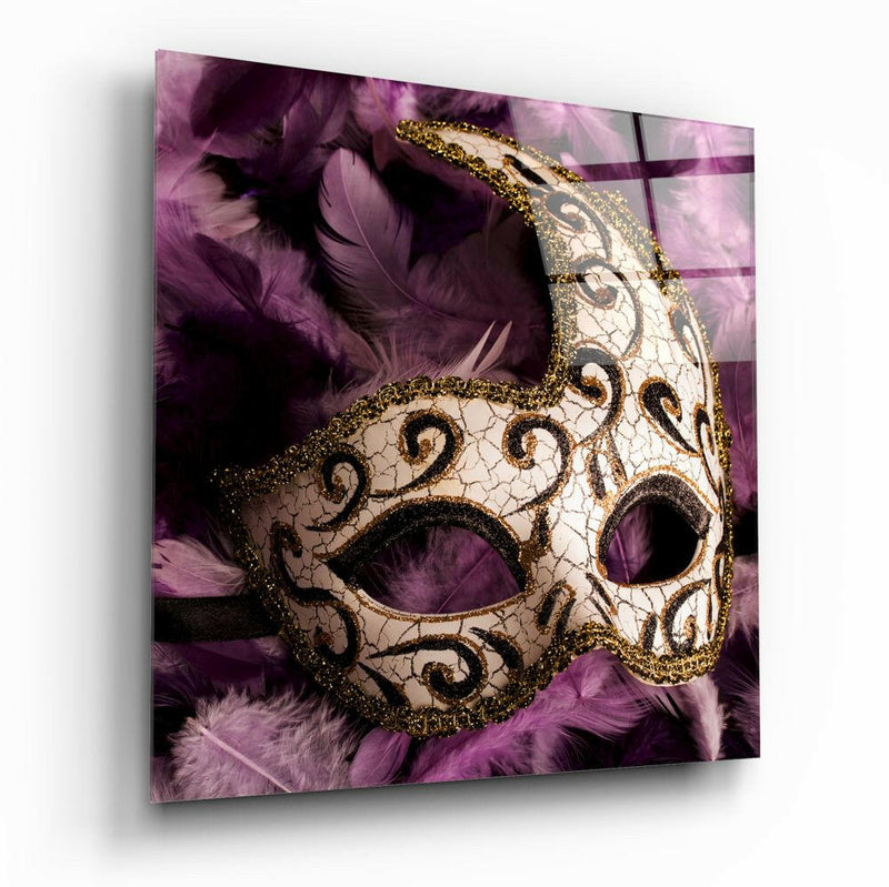 Prom Mask Glass Wall Art
