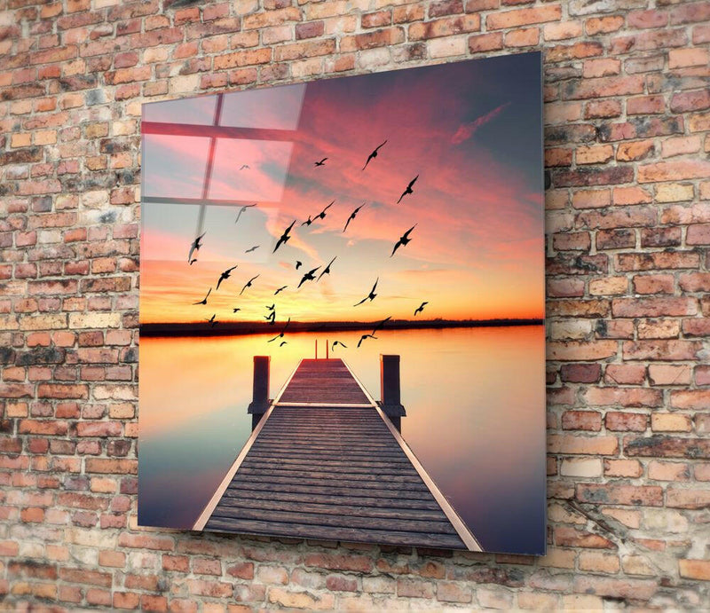 Red Dock Glass Wall Art