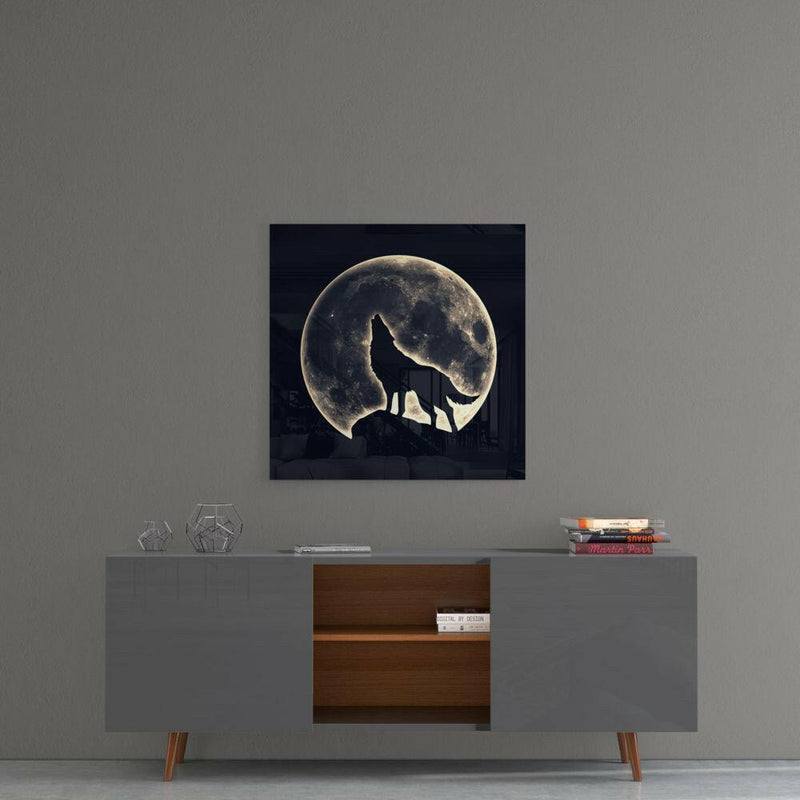 Full Moon Glass Wall Art