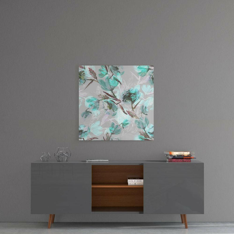 Green Flower Glass Wall Art