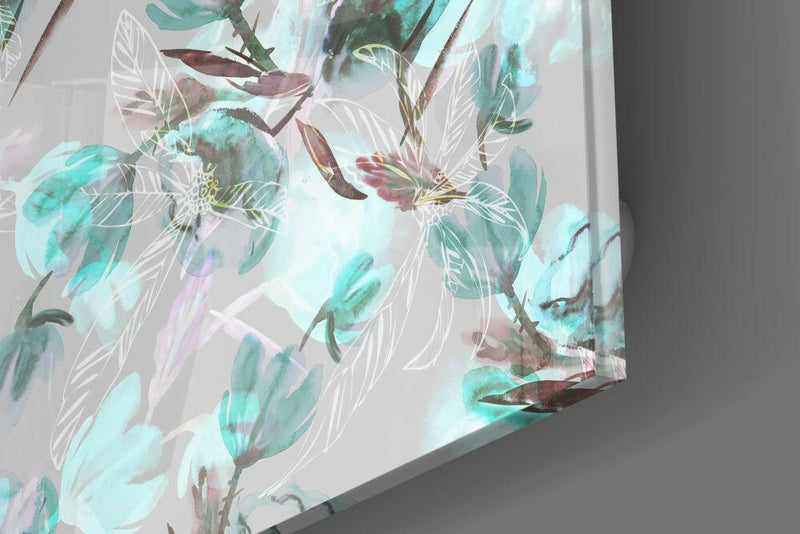 Green Flower Glass Wall Art