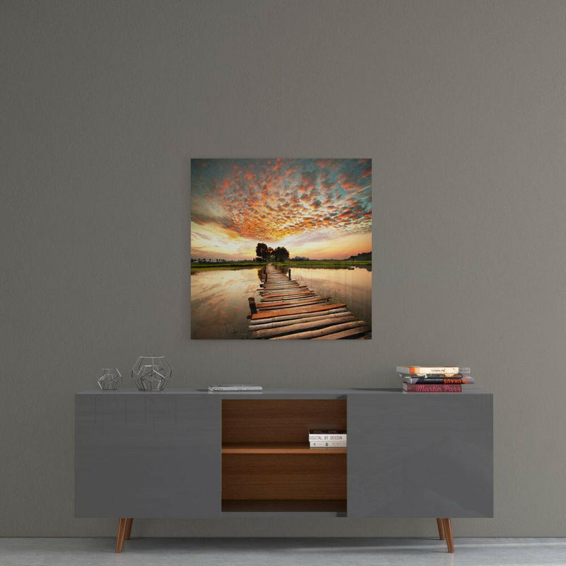 Dock and Landscape Glass Wall Art