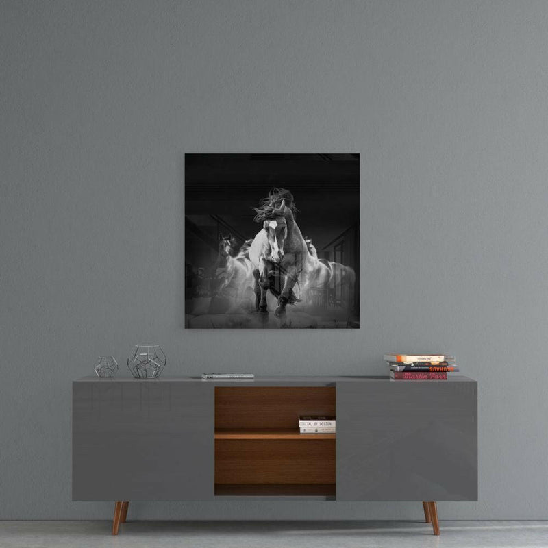 Running Horse Glass Wall Art