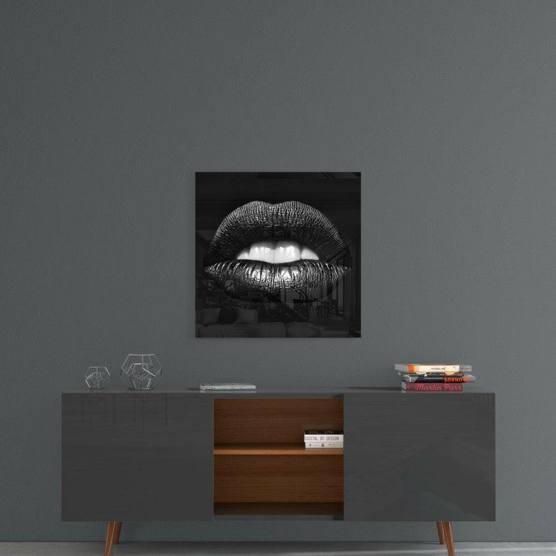 Black Lips Glass Wall Art