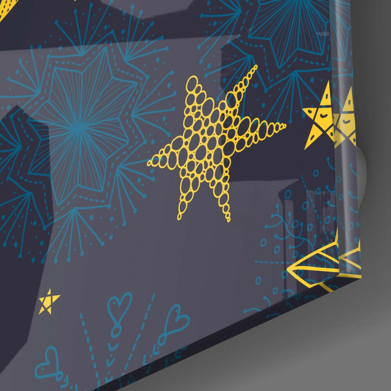 Snow and Stars Glass Wall Art