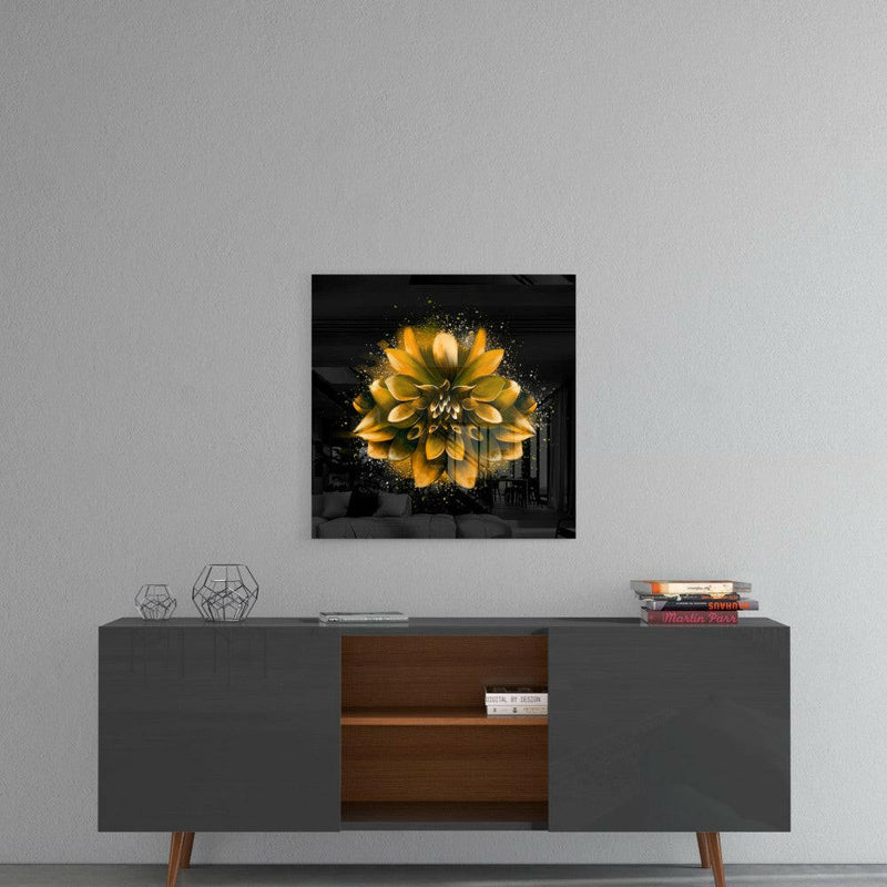 Yellow Lotus Glass Wall Art