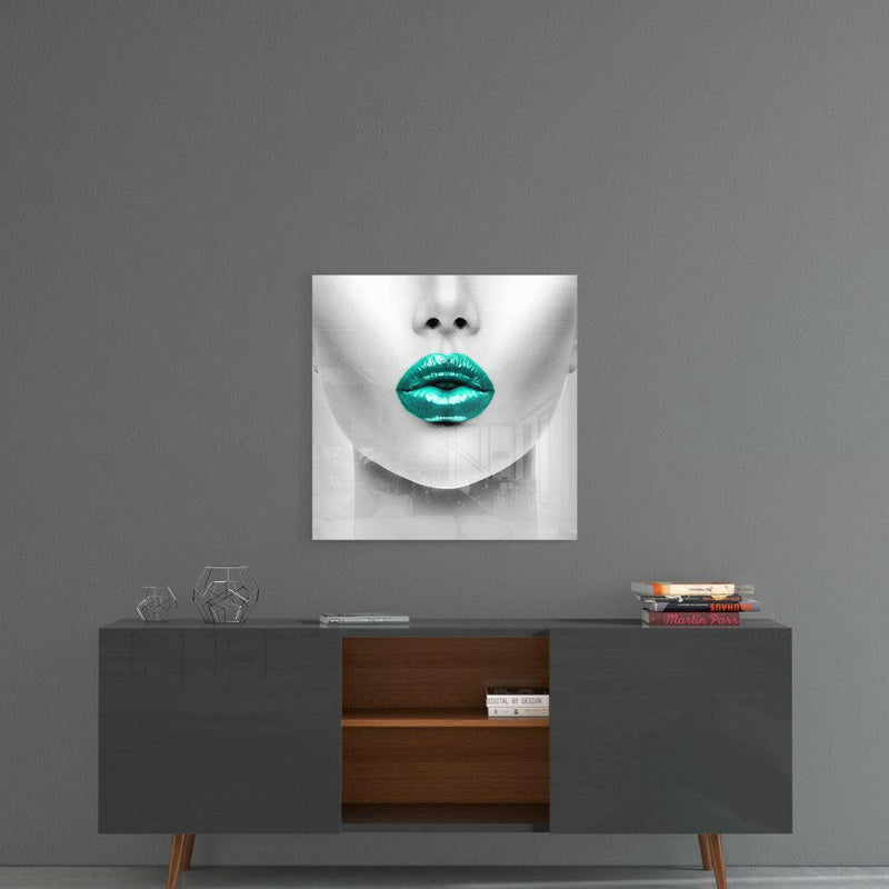 Emerald Lips Glass Wall Art