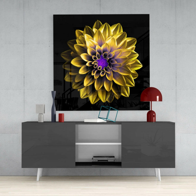 Yellow Flower Glass Wall Art